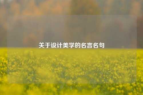 关于设计美学的名言名句