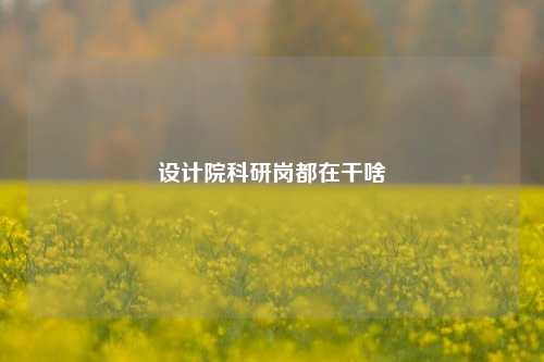 设计院科研岗都在干啥