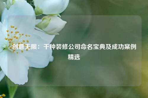 创意无限：千种装修公司命名宝典及成功案例精选