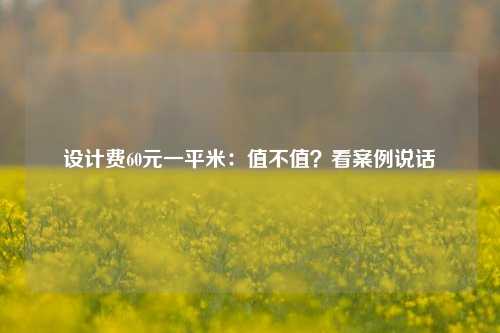 设计费60元一平米：值不值？看案例说话