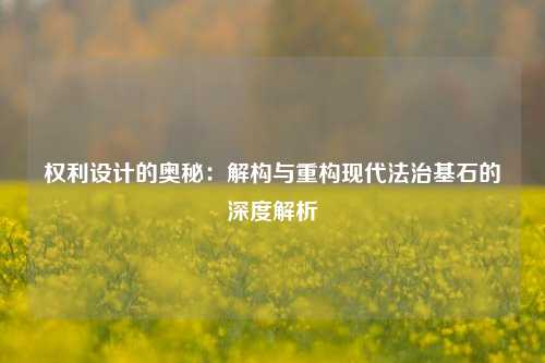 权利设计的奥秘：解构与重构现代法治基石的深度解析